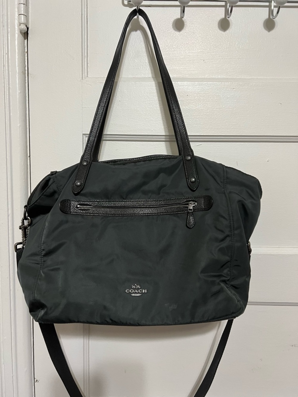 Coach Black Nylon Tote with Leather Trim